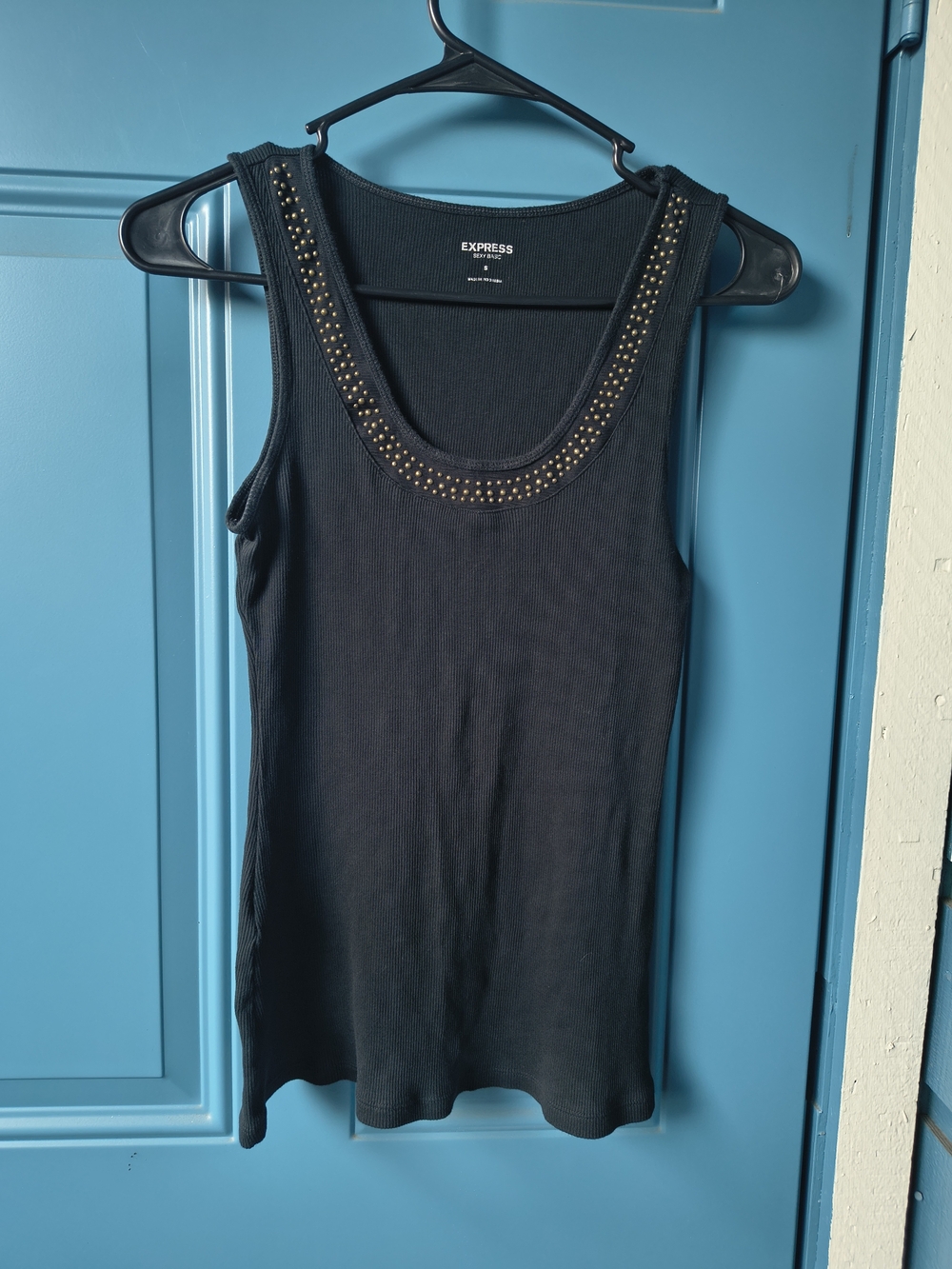 Express Black Studded Scoop Neck Tank Top
